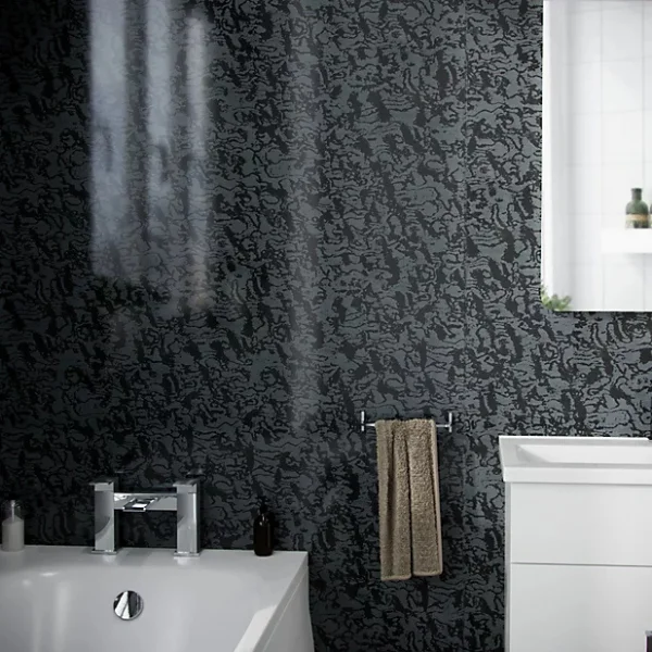 Pearlescent Black 1m x 2.4m x 10mm Wet Wall Panels, 2.4m Long Shower Panels