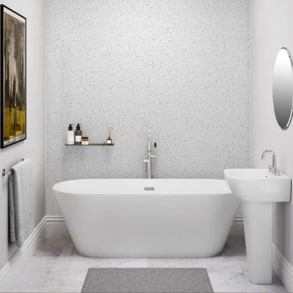 White Sparkle 1m Wet Wall Panels, 2.4m Long Shower Panels