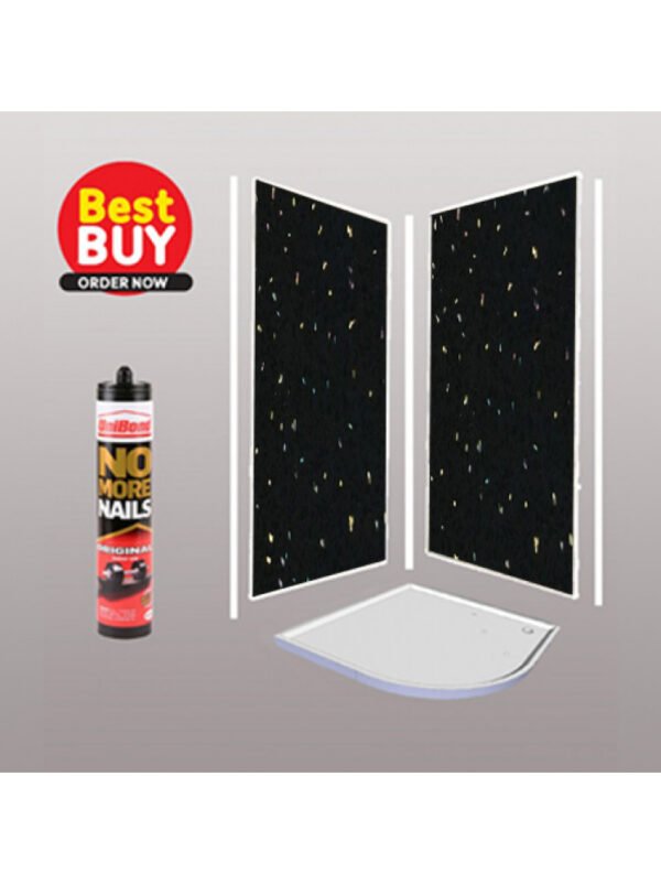 Black Sparkle Wet Wall Panel Kit 1m x 2.4m x 10mm