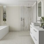 10mm Silver Travertine Gloss 1M x 2.4M Shower Wall Panel - Image 2