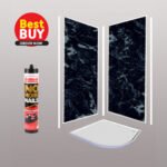 Black Marble Wet Wall Panel Complete Kit