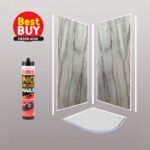 Gold Grey Marble Wet Wall Panel Complete Kit | 1M x 2.4M x 10mm