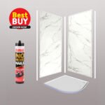White Marble Wet Wall Panel Kit 1m x 2.4m x 10mm