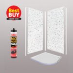 White Sparkle Wet Wall Panel Complete Kit | 1M x 2.4M x 10mm